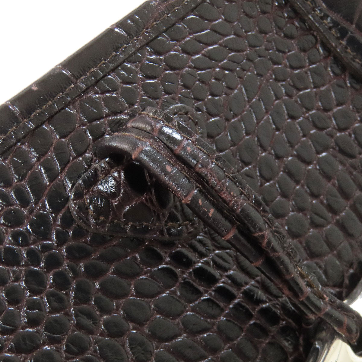 Longchamp Le Roseau embossed Tote Bag Leather Ladies [Used]