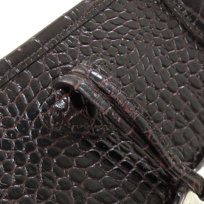 Longchamp Le Roseau embossed Tote Bag Leather Ladies [Used]