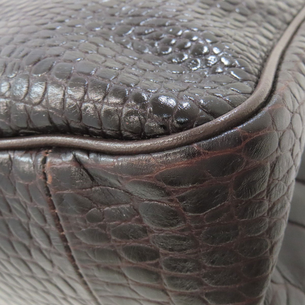 Longchamp Le Roseau embossed Tote Bag Leather Ladies [Used]
