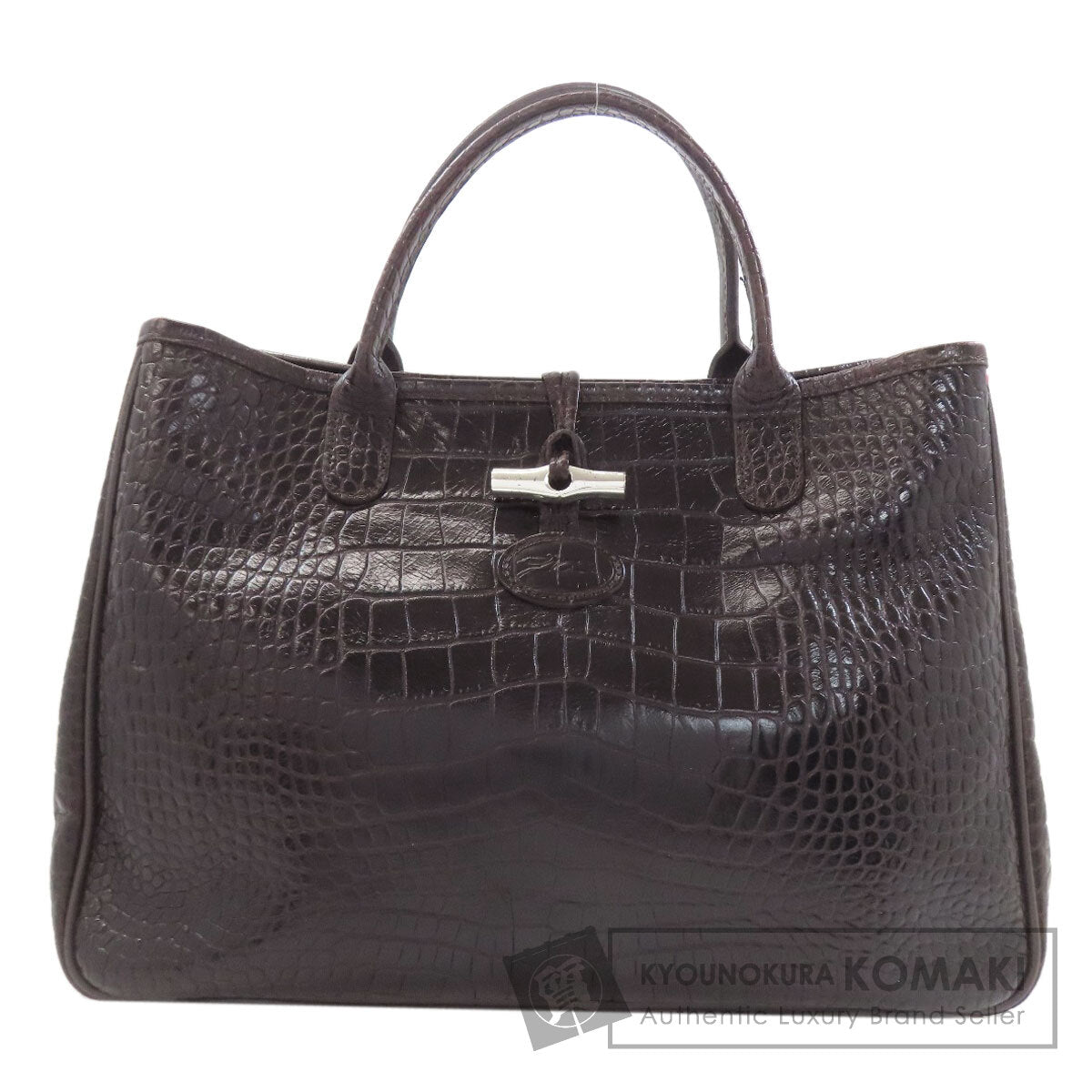 Longchamp Le Roseau embossed Tote Bag Leather Ladies [Used]