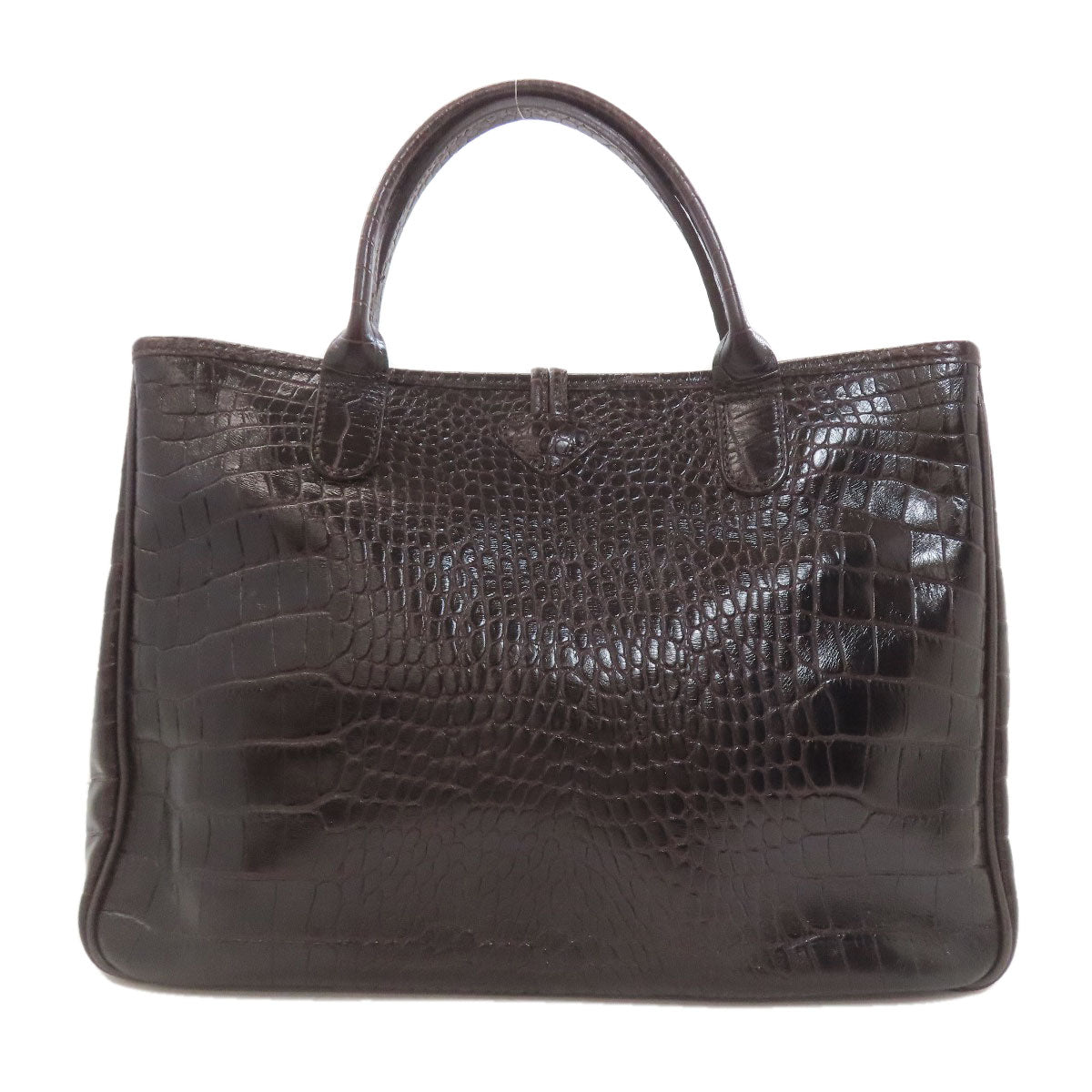 Longchamp Le Roseau embossed Tote Bag Leather Ladies [Used]