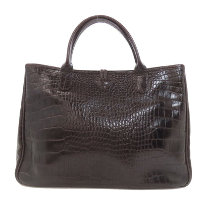Longchamp Le Roseau embossed Tote Bag Leather Ladies [Used]