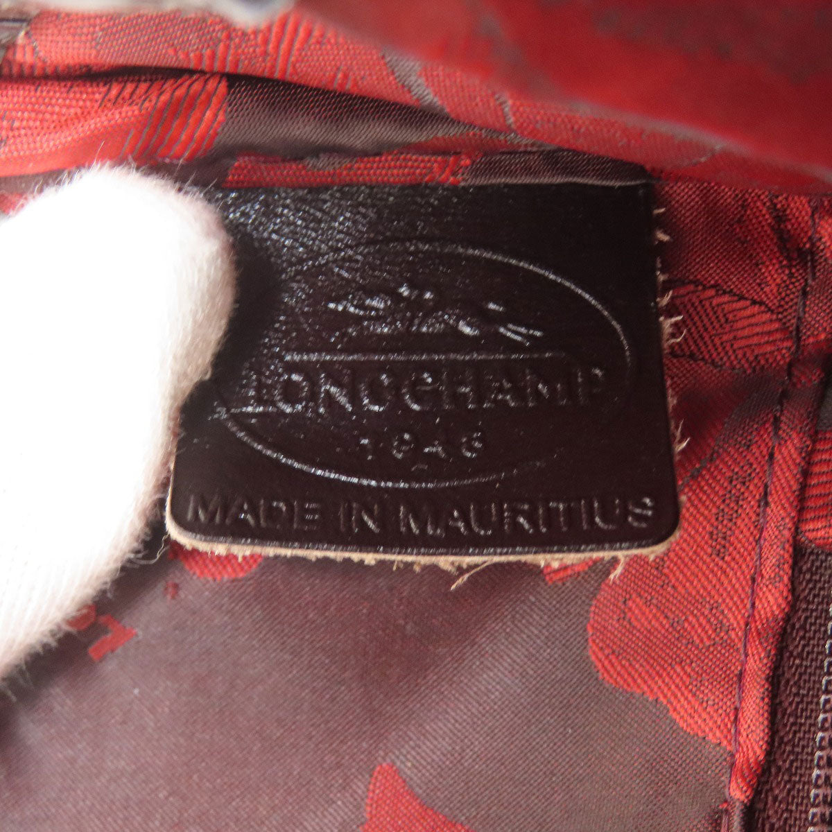 Longchamp Le Roseau embossed Tote Bag Leather Ladies [Used]