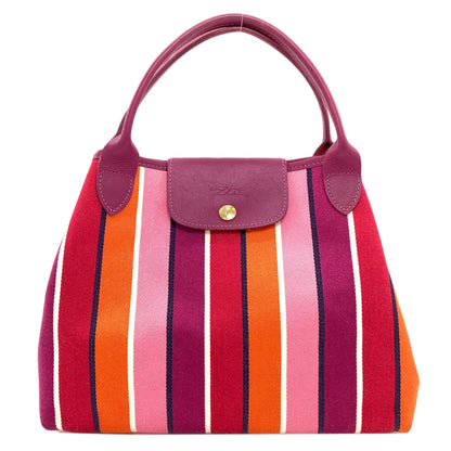 Longchamp Stripe Tote Bag Canvas Ladies [Used]
