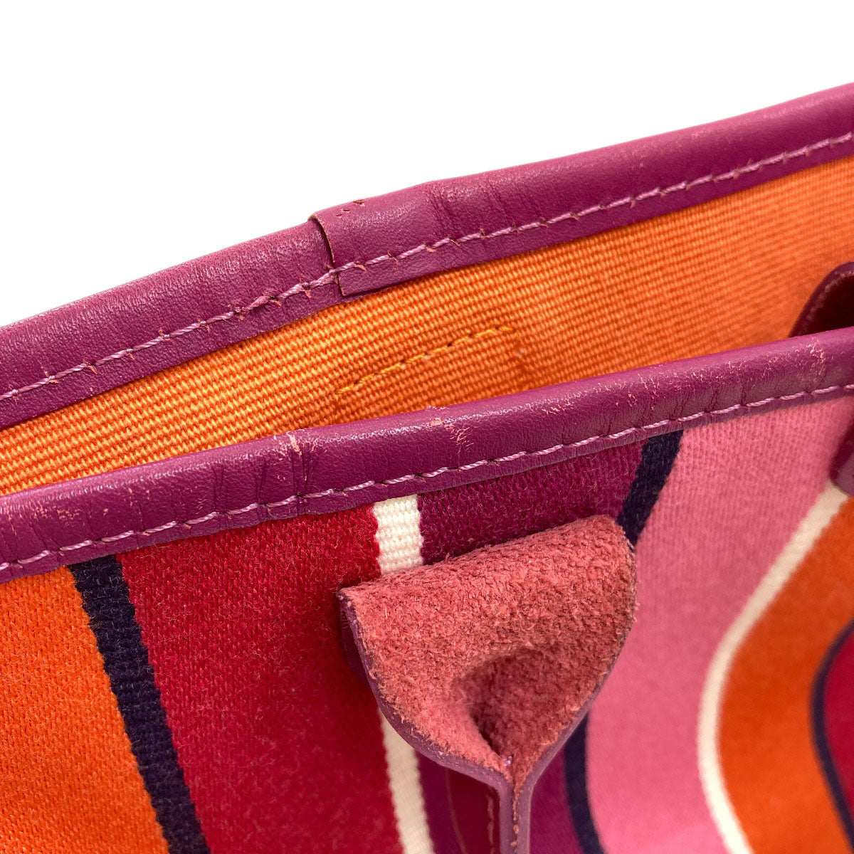 Longchamp Stripe Tote Bag Canvas Ladies [Used]