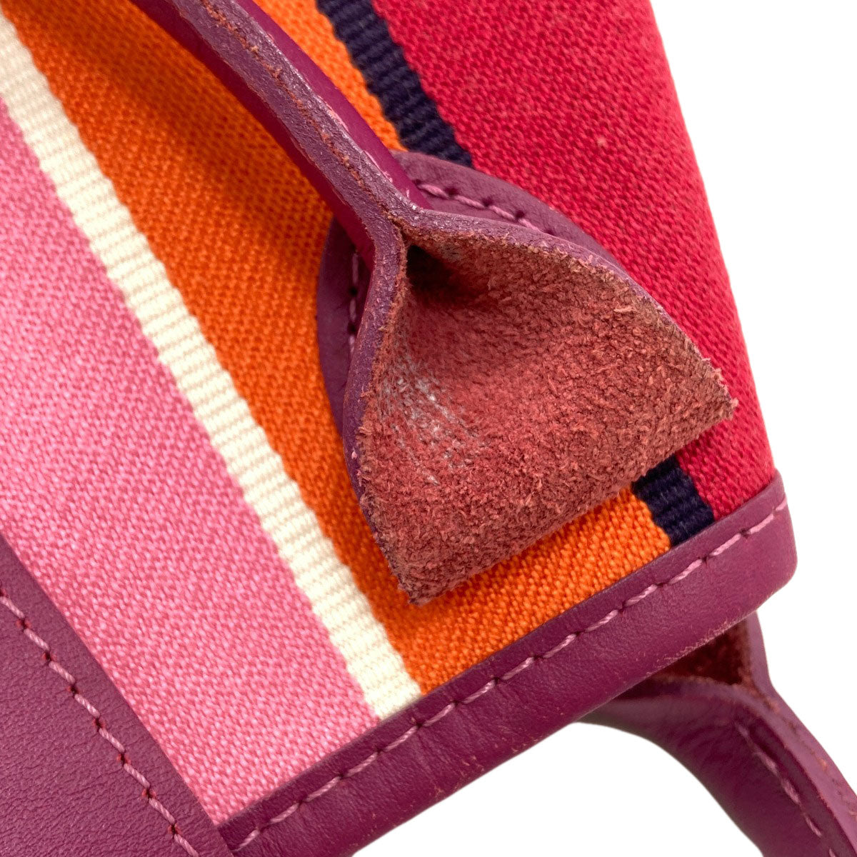 Longchamp Stripe Tote Bag Canvas Ladies [Used]