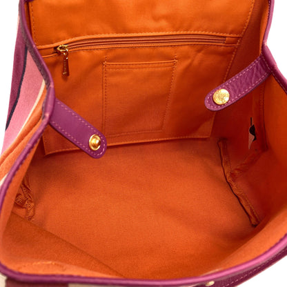 Longchamp Stripe Tote Bag Canvas Ladies [Used]
