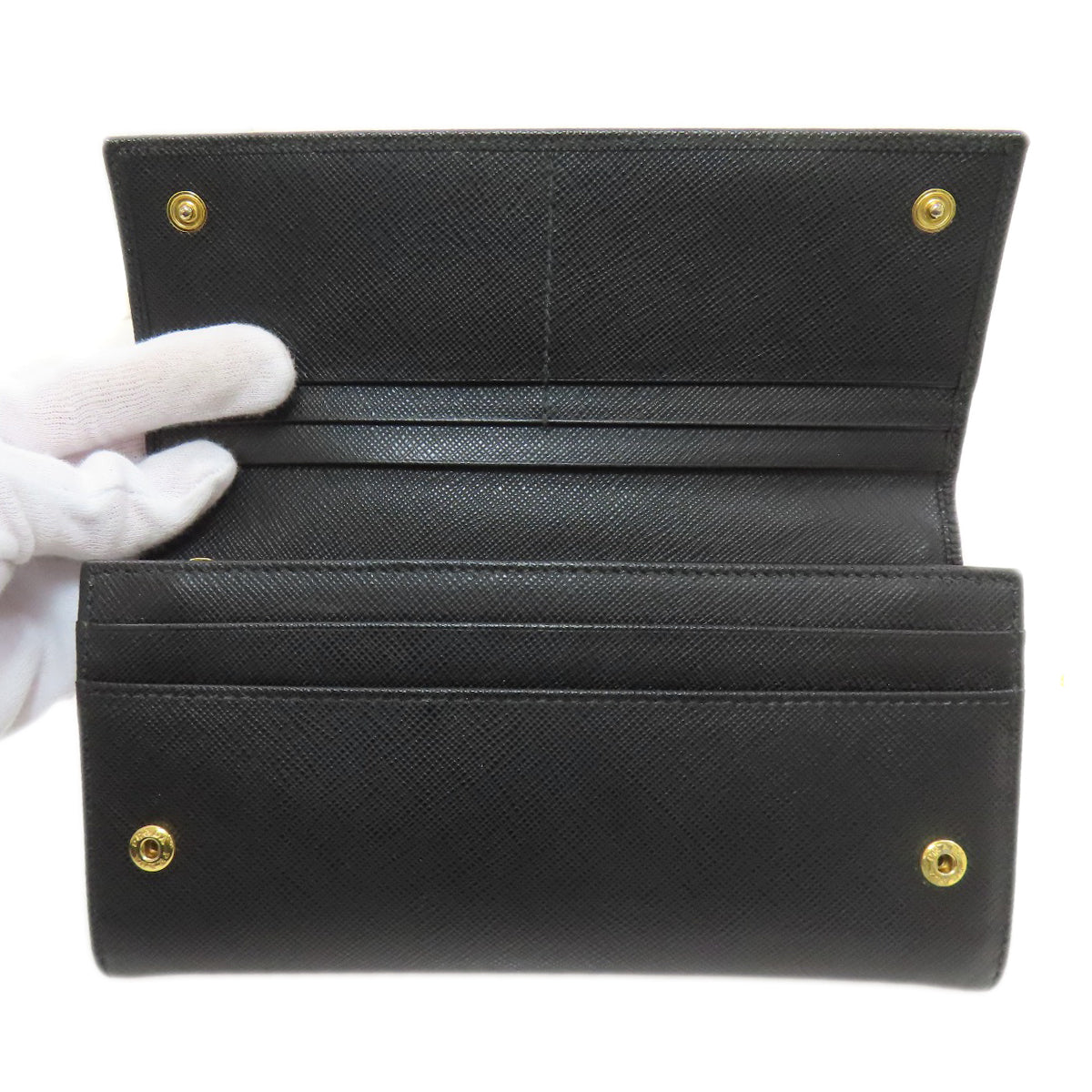 PRADA Logo Hardware Long wallet (with coin pocket) Safiano Ladies [Used]