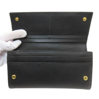 PRADA Logo Hardware Long wallet (with coin pocket) Safiano Ladies [Used]