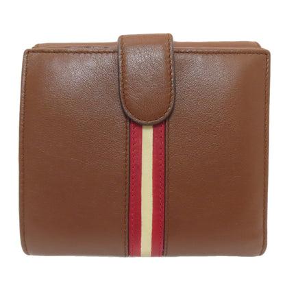 BALLY Barry Stripe Bifold Wallet with Coin Pocket Leather Ladies [Used]