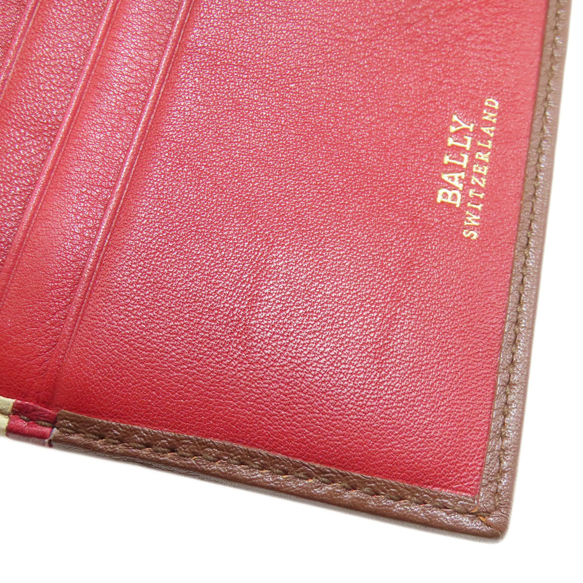 BALLY Barry Stripe Bifold Wallet with Coin Pocket Leather Ladies [Used]