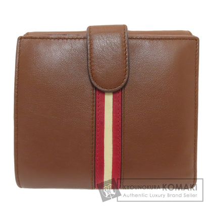 BALLY Barry Stripe Bifold Wallet with Coin Pocket Leather Ladies [Used]