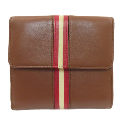 BALLY Barry Stripe Bifold Wallet with Coin Pocket Leather Ladies [Used]