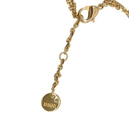 CHRISTIAN DIOR CD logo rhinestone Necklace Metal Ladies [Used]