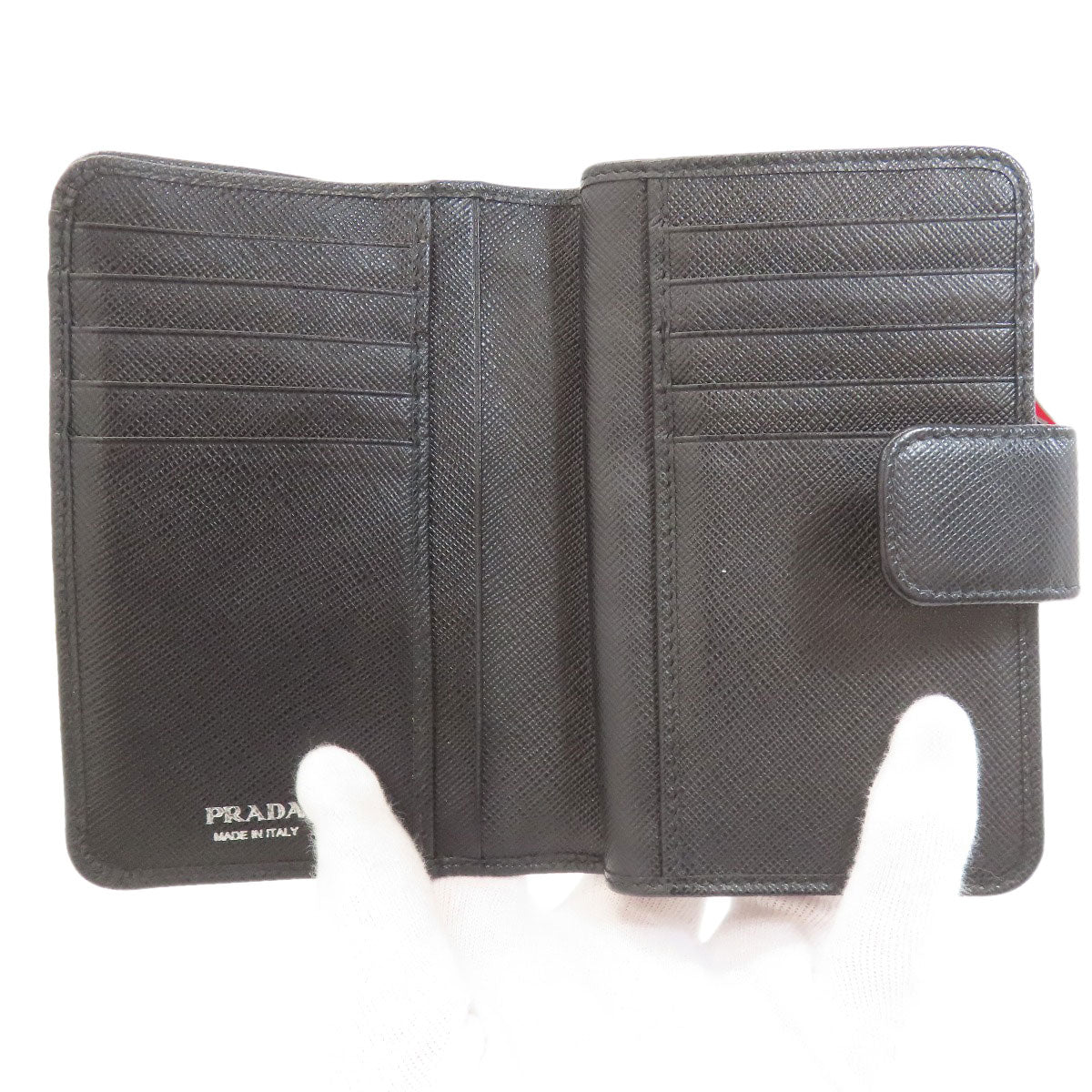 PRADA 1ML225 Lip charm Bifold Wallet with Coin Pocket Safiano Ladies [Used]