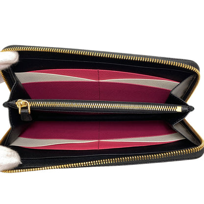 PRADA logo Long wallet (with coin pocket) Safiano Ladies [Used]