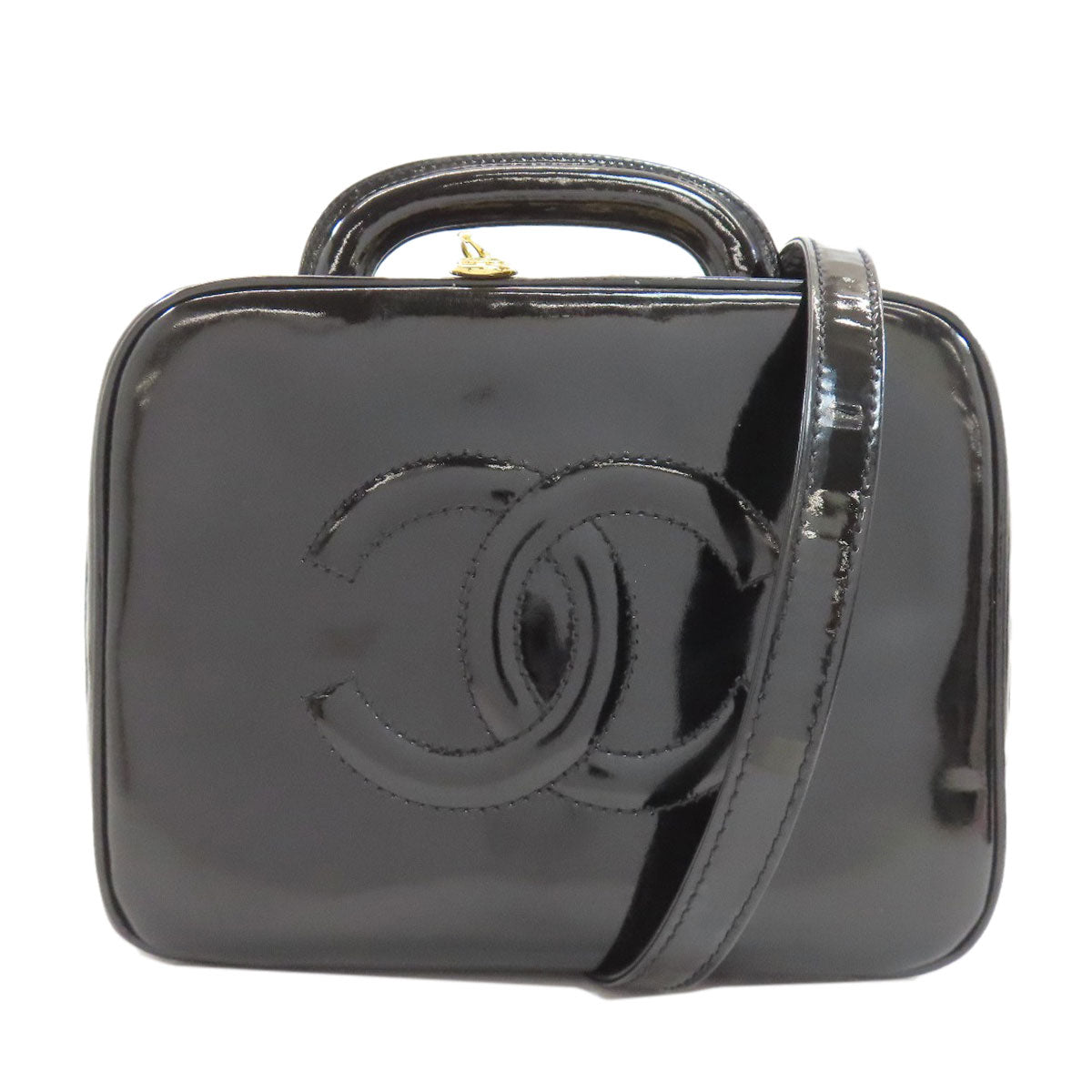 CHANEL Vanity COCO Mark GoldHardware 2WAY Handbag Patent leather Ladies [Used]