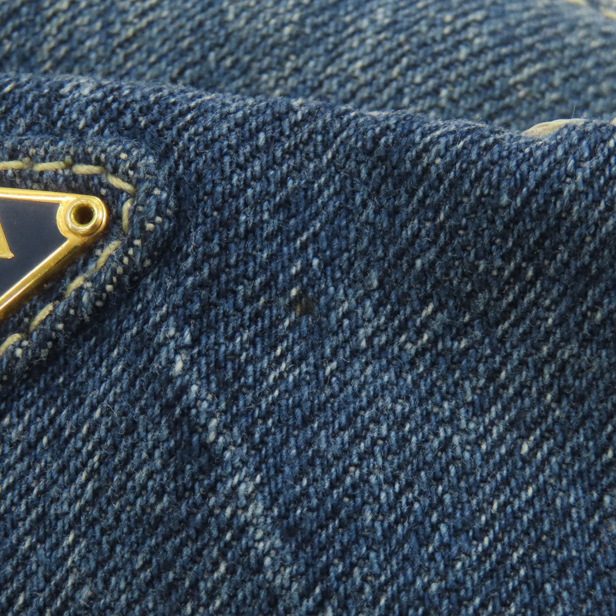 PRADA Logo Hardware Cosmetics Pouch Denim Ladies [Used]