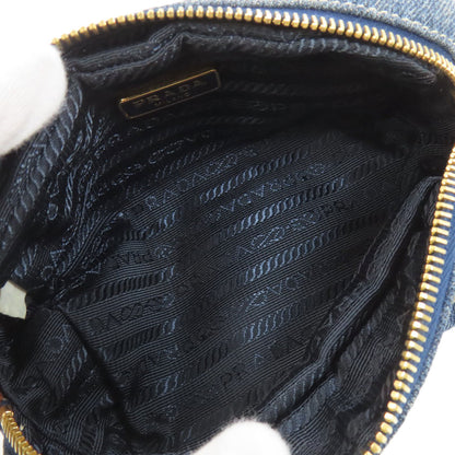 PRADA Logo Hardware Cosmetics Pouch Denim Ladies [Used]