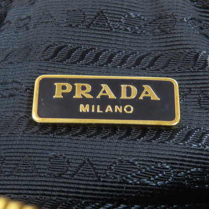 PRADA Logo Hardware Cosmetics Pouch Denim Ladies [Used]