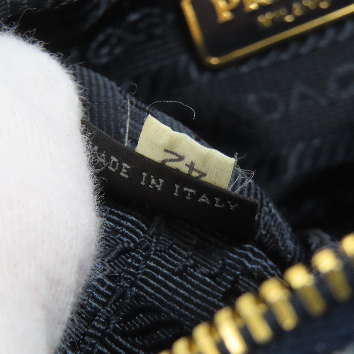 PRADA Logo Hardware Cosmetics Pouch Denim Ladies [Used]