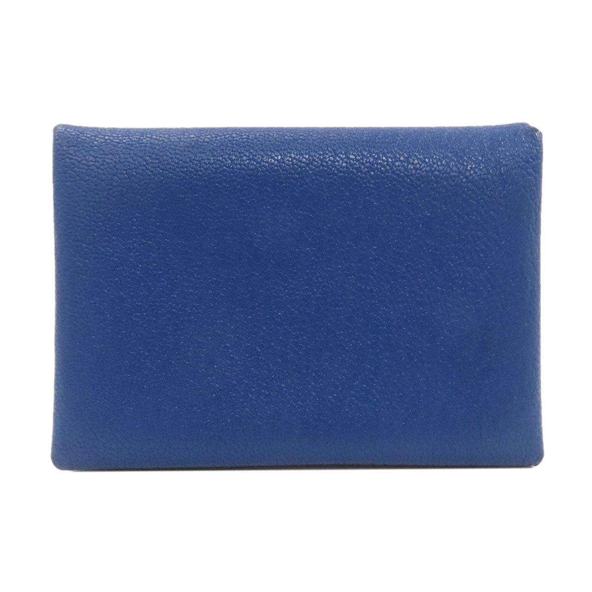 HERMES Calvi Duo Blue France SilverHardware Card Case Chevre Ladies [Used]