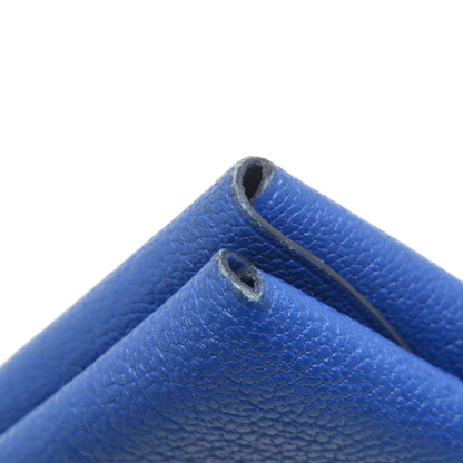 HERMES Calvi Duo Blue France SilverHardware Card Case Chevre Ladies [Used]