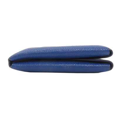 HERMES Calvi Duo Blue France SilverHardware Card Case Chevre Ladies [Used]