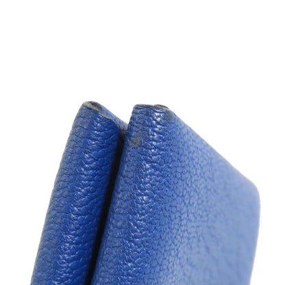HERMES Calvi Duo Blue France SilverHardware Card Case Chevre Ladies [Used]