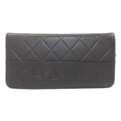 CHANEL Matelasse SilverHardware Long wallet (with coin pocket) Calf Ladies [Used]