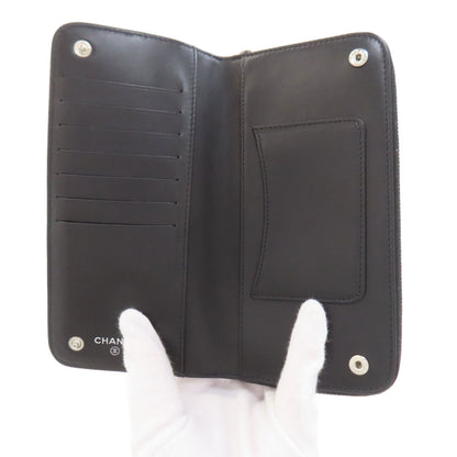 CHANEL Matelasse SilverHardware Long wallet (with coin pocket) Calf Ladies [Used]