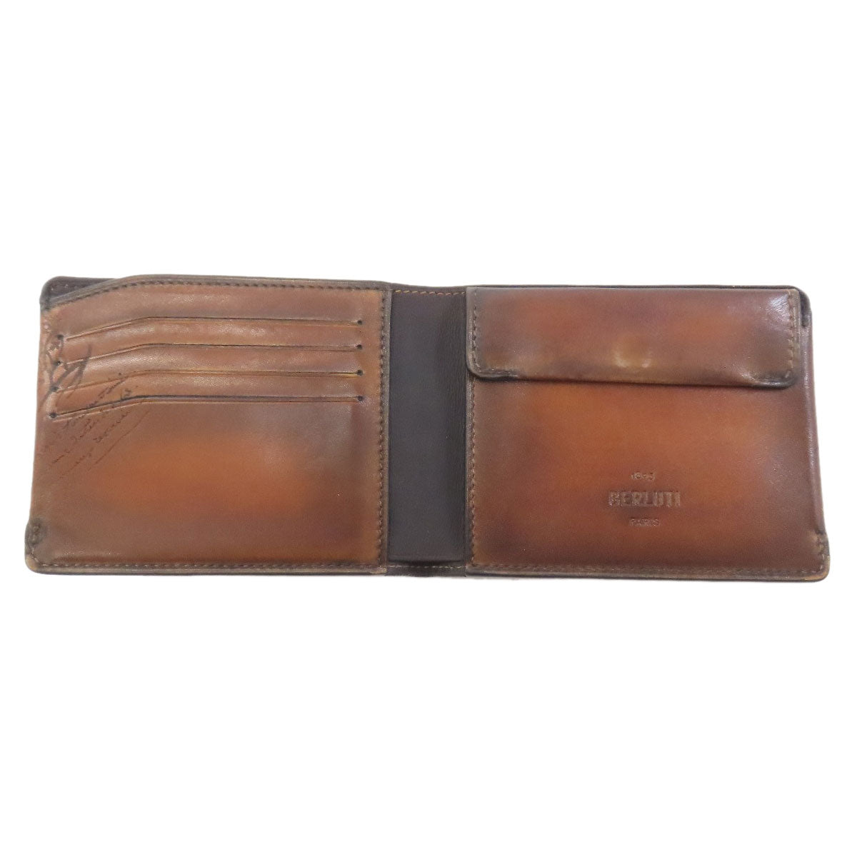Berluti calligraphy Bifold Wallet with Coin Pocket Leather Ladies [Used]