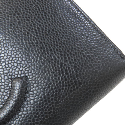 CHANEL COCO Mark SilverHardware Long wallet (with coin pocket) Grained Calfskin Skin Ladies [Used]