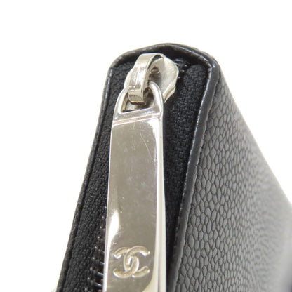 CHANEL COCO Mark SilverHardware Long wallet (with coin pocket) Grained Calfskin Skin Ladies [Used]