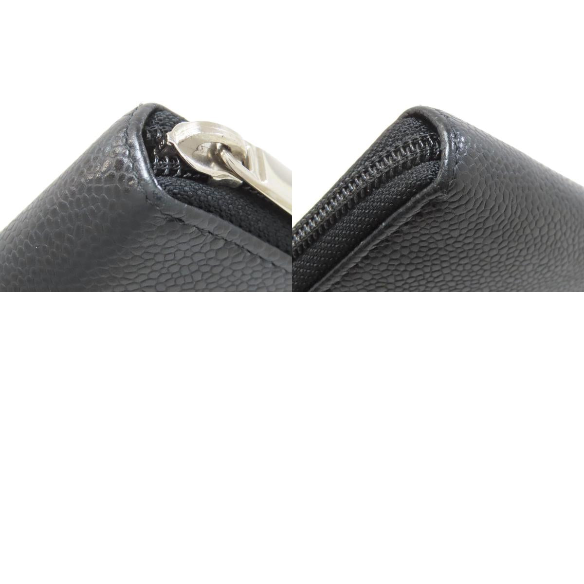 CHANEL COCO Mark SilverHardware Long wallet (with coin pocket) Grained Calfskin Skin Ladies [Used]