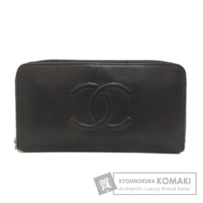 CHANEL COCO Mark SilverHardware Long wallet (with coin pocket) Grained Calfskin Skin Ladies [Used]