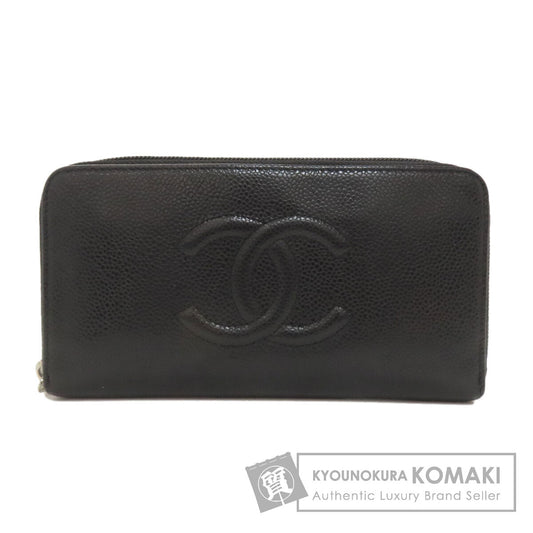 CHANEL COCO Mark SilverHardware Long wallet (with coin pocket) Grained Calfskin Skin Ladies [Used]