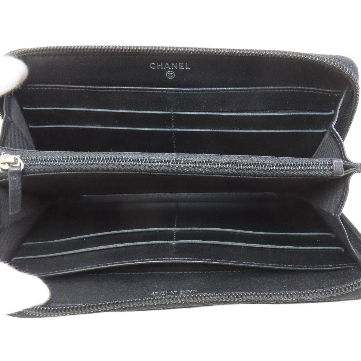 CHANEL COCO Mark SilverHardware Long wallet (with coin pocket) Grained Calfskin Skin Ladies [Used]