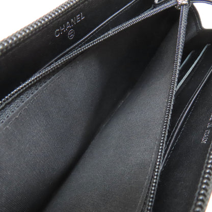 CHANEL COCO Mark SilverHardware Long wallet (with coin pocket) Grained Calfskin Skin Ladies [Used]