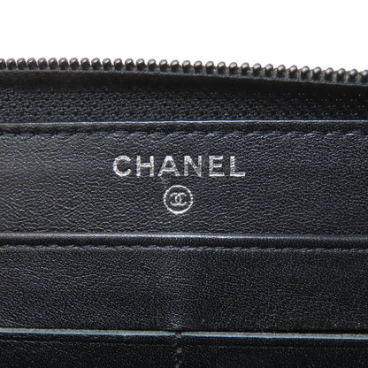 CHANEL COCO Mark SilverHardware Long wallet (with coin pocket) Grained Calfskin Skin Ladies [Used]