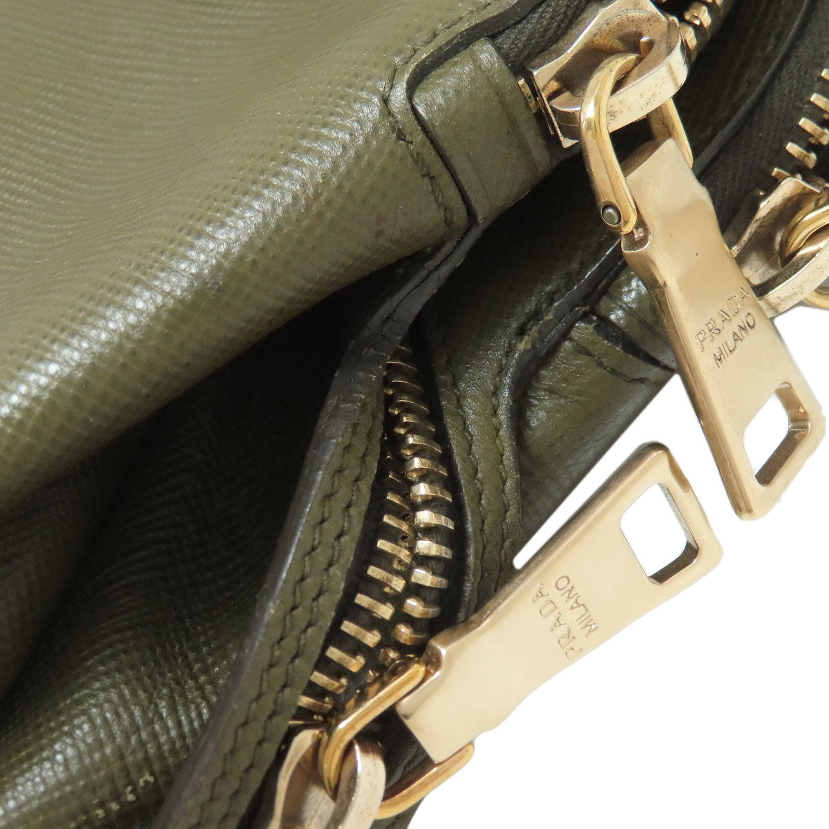 PRADA Logo Hardware Handbag Safiano Ladies [Used]