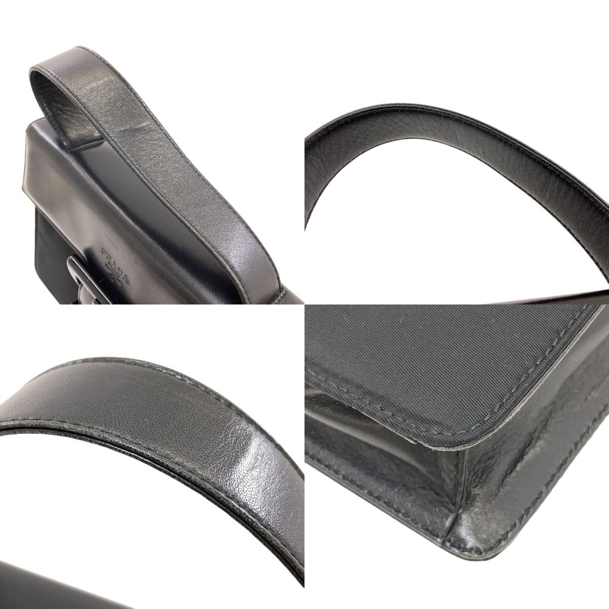 PRADA B7128 Belt motif Handbag Nylon LeatherLadies [Used]