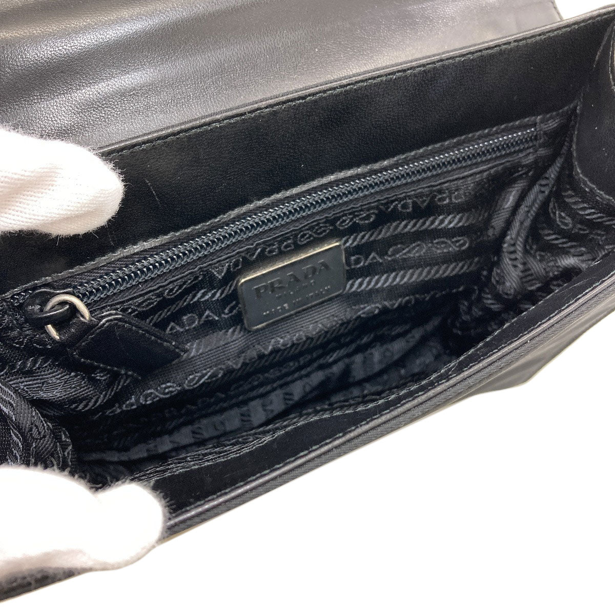 PRADA B7128 Belt motif Handbag Nylon LeatherLadies [Used]