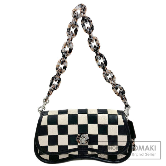 COACH CL769 Wavy Dinky Checkerboard Shoulder Bag Leather Ladies [Used]