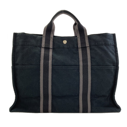 HERMES Sack Fool Toe MM SilverHardware Handbag Canvas Ladies [Used]