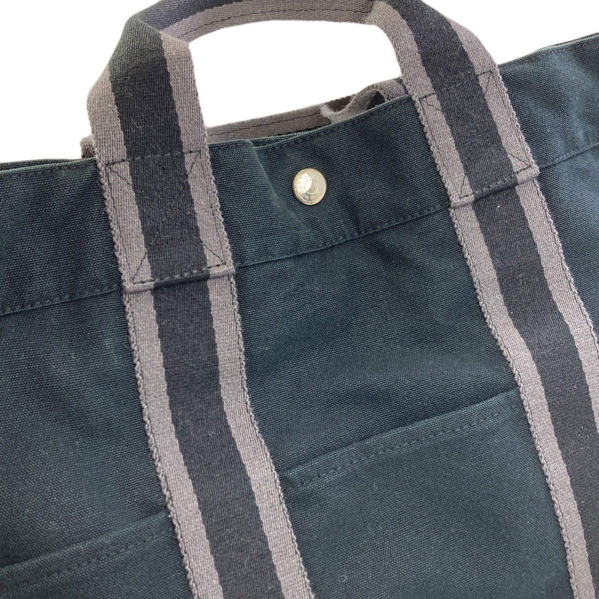 HERMES Sack Fool Toe MM SilverHardware Handbag Canvas Ladies [Used]