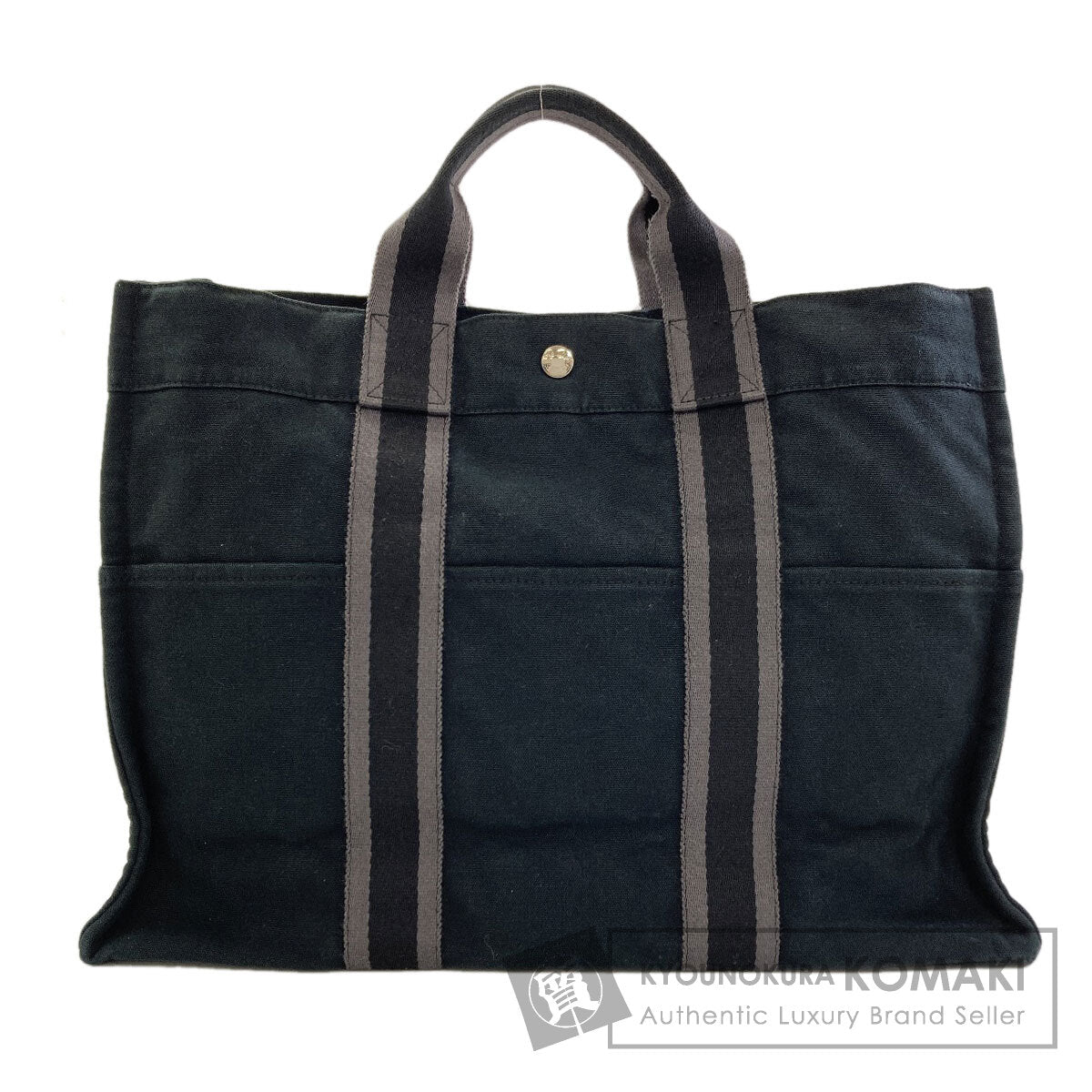 HERMES Sack Fool Toe MM SilverHardware Handbag Canvas Ladies [Used]