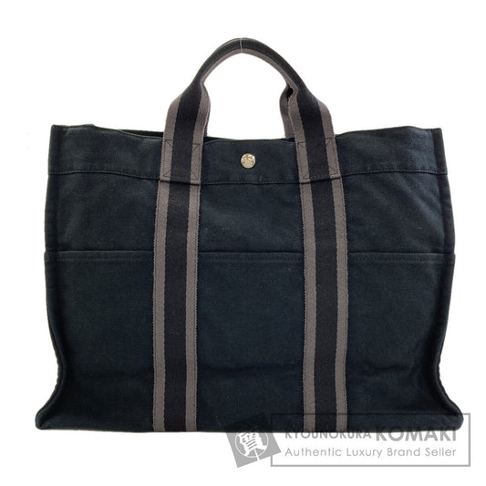 HERMES Sack Fool Toe MM SilverHardware Handbag Canvas Ladies [Used]