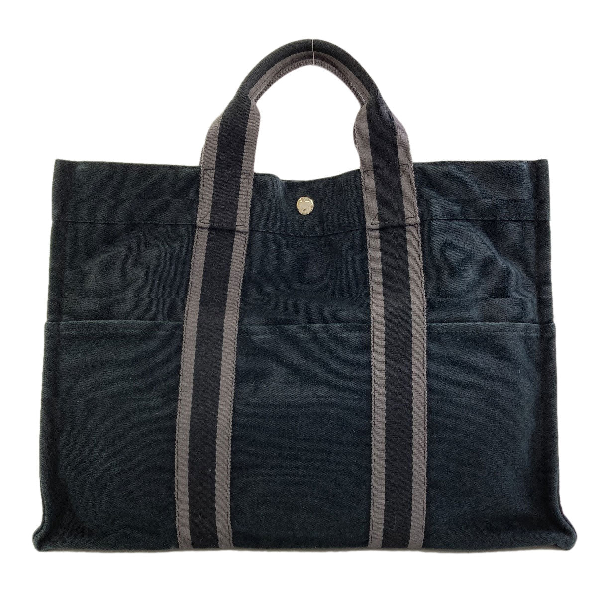 HERMES Sack Fool Toe MM SilverHardware Handbag Canvas Ladies [Used]