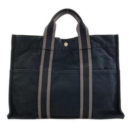 HERMES Sack Fool Toe MM SilverHardware Handbag Canvas Ladies [Used]